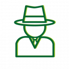 Логопедический центр "Берегиня" Человек в шляпе, рисунок зелёными линиями